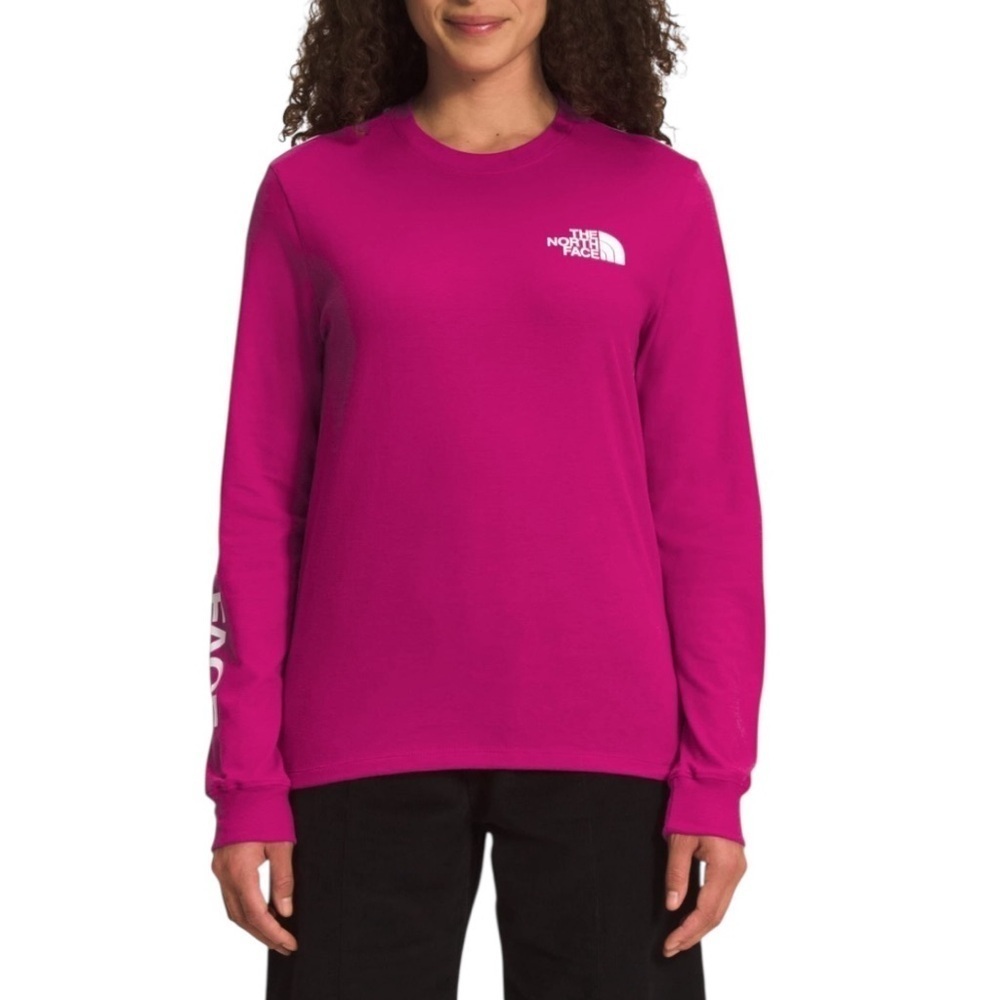 The North Face Sporty Athletic Long Sleeve Sleeve Hit Graphic Tee Large Fuchsia